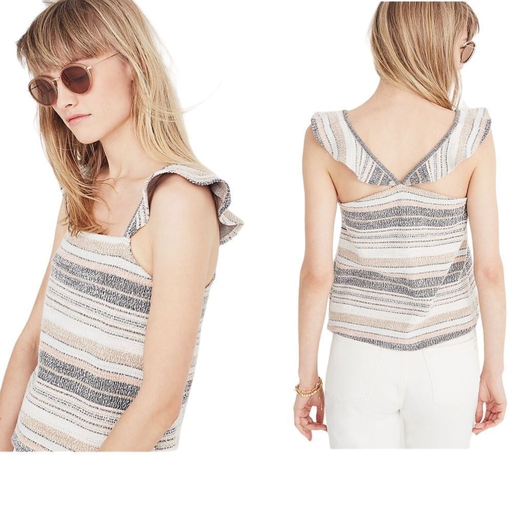 MADEWELL Texture & Thread Ruffle Strap Striped Ta… - image 1